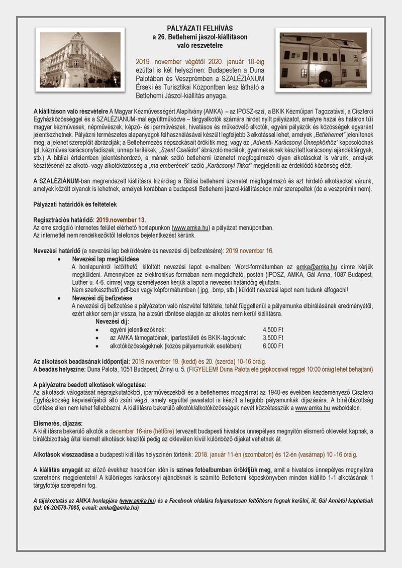26 Betlehemi jaszol palyazati felhivas